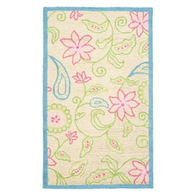 Ivory Safavieh Kids Collection SFK390A Handmade Butterfly Wool Accent Rug Blue 2' x 3' Ivory Safavieh Kids Collection SFK390A Handmade Butterfly Wool Accent Rug Blue 2' x 3'